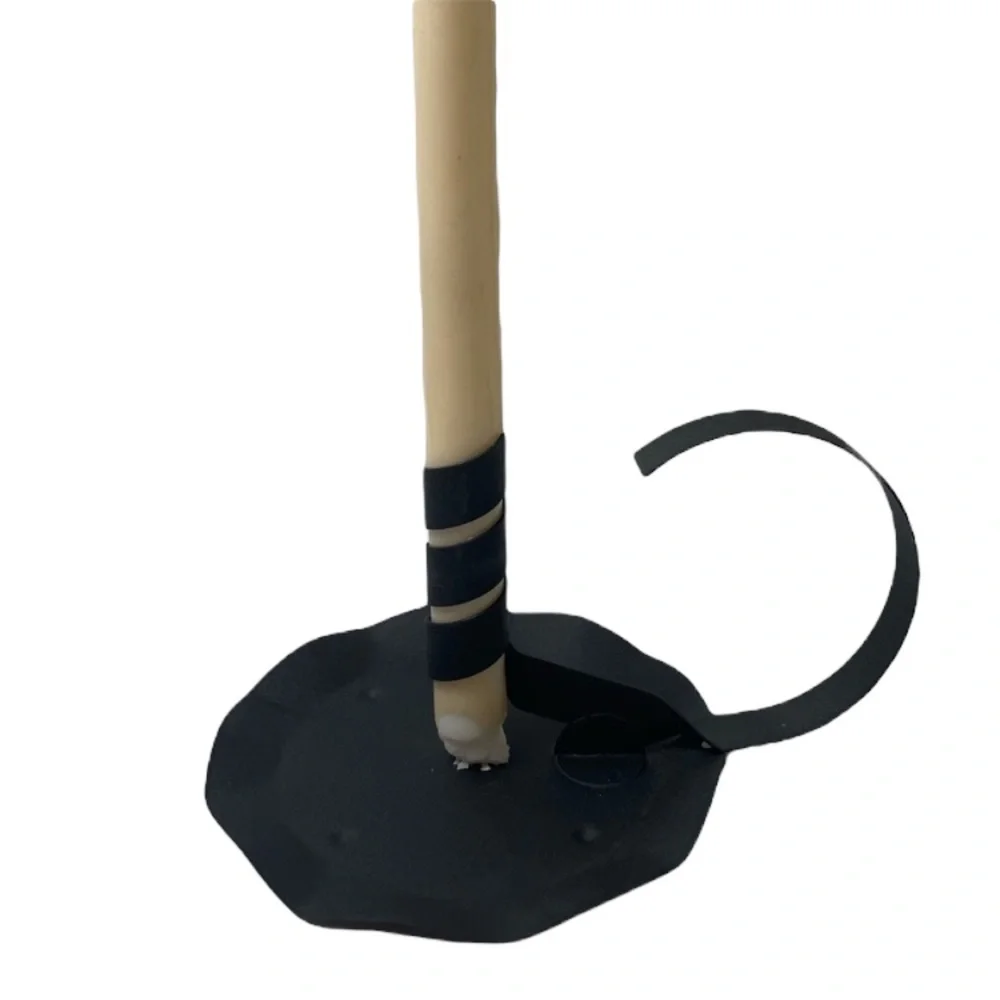 Vintage Handmade Metal Candle Stick Holder Large Antique Chamberstick Black Iron